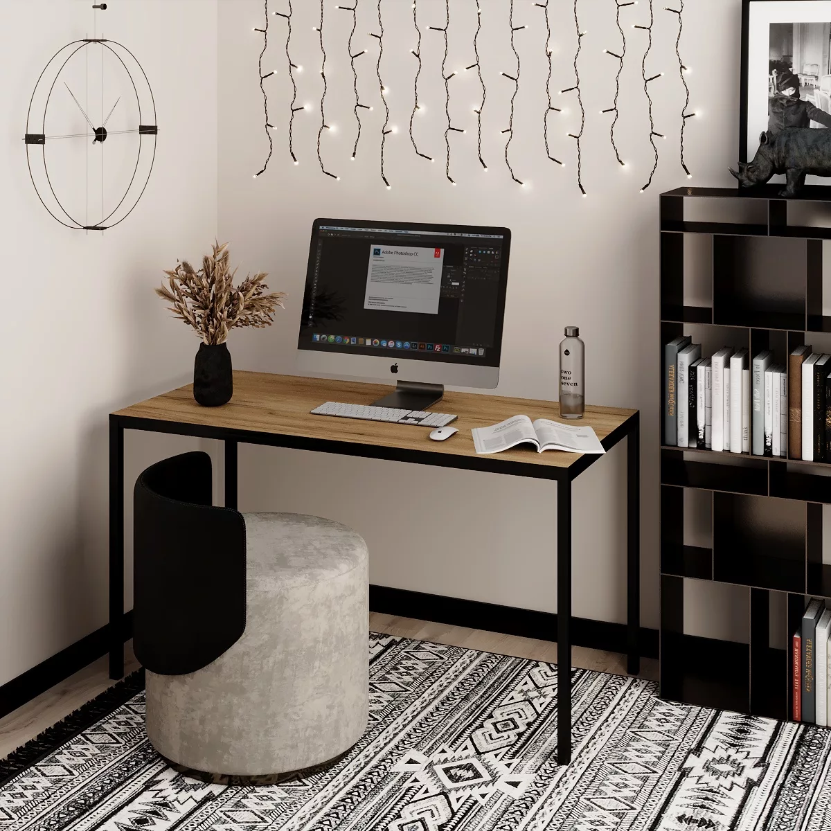 Письмовий стіл Brevity Loft standart ЛДСП/метал 140х75х67 см Дуб Крафт золотий/Чорний (TB04120000030)