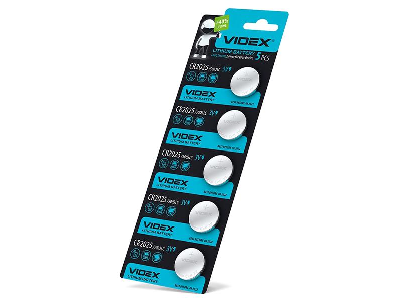 Батарейка литиевая CR2025 5шт BLISTER CARD Videx