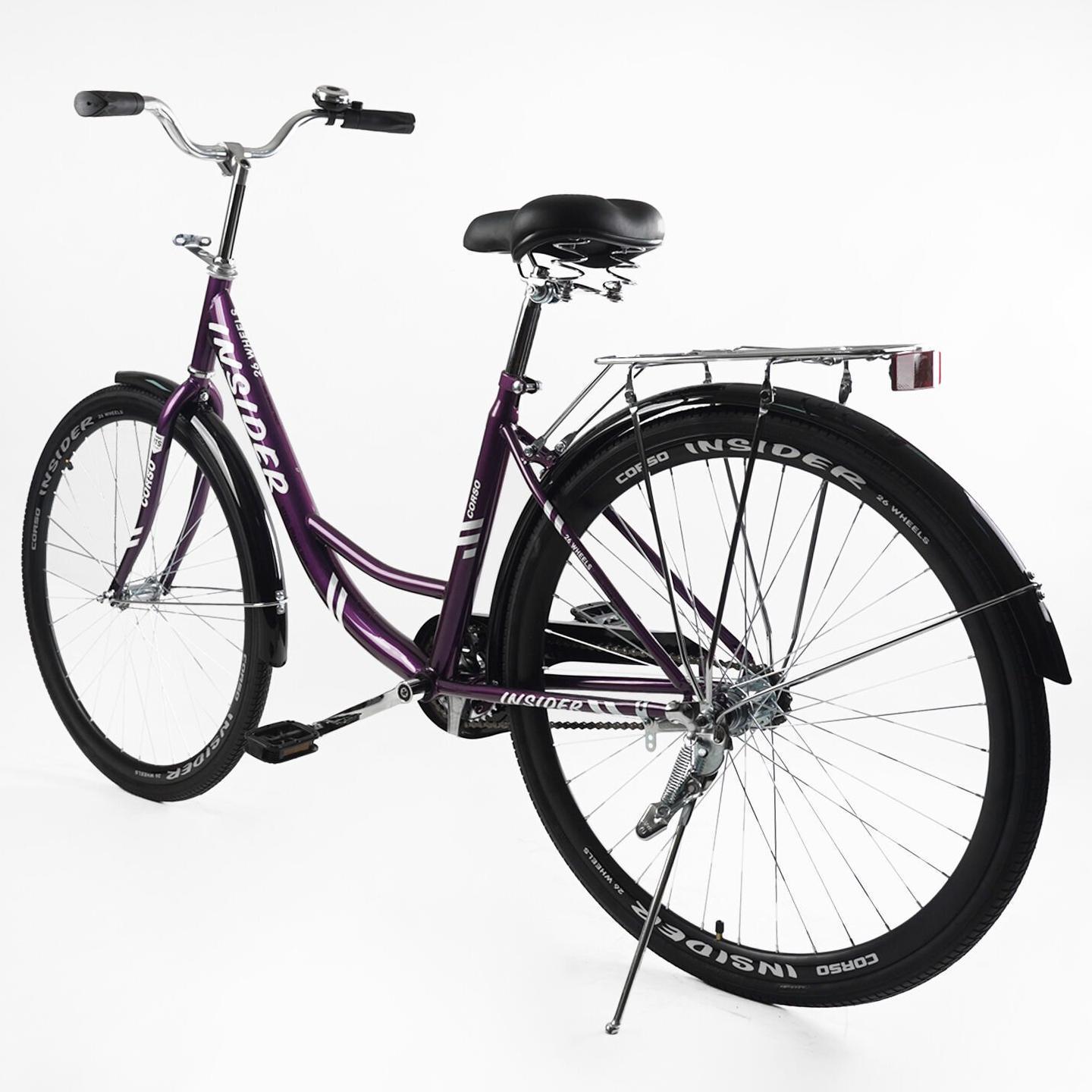 Велосипед міський Corso Insider з багажником рама 16,5"/26 " Фіолетовий - фото 3
