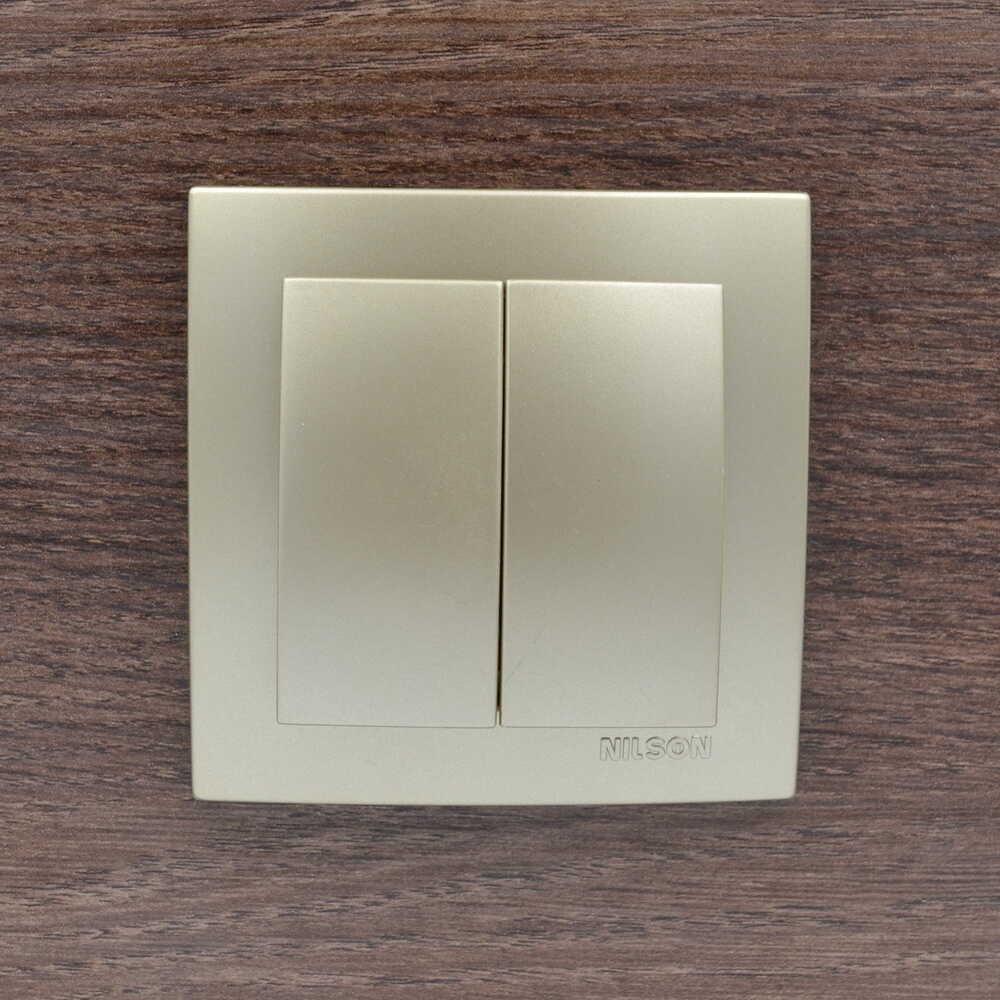 Выключатель двухклавишный Nilson Touran Золотой (27548803) - фото 2 Выключатель двухклавишный Nilson Touran Золотой (27548803) - фото 2