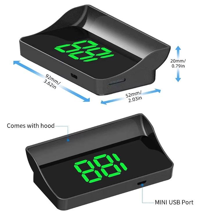 GPS-спидометр цифровой автомобильный HUD W1 с проекцией на стекло - фото 5 GPS-спидометр цифровой автомобильный HUD W1 с проекцией на стекло - фото 5
