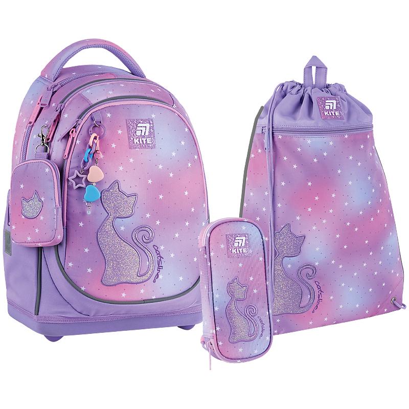 Шкільний рюкзак KITE SET K25-724S-2 Catsline з пеналом та сумкою для взуття (995190) - фото 1