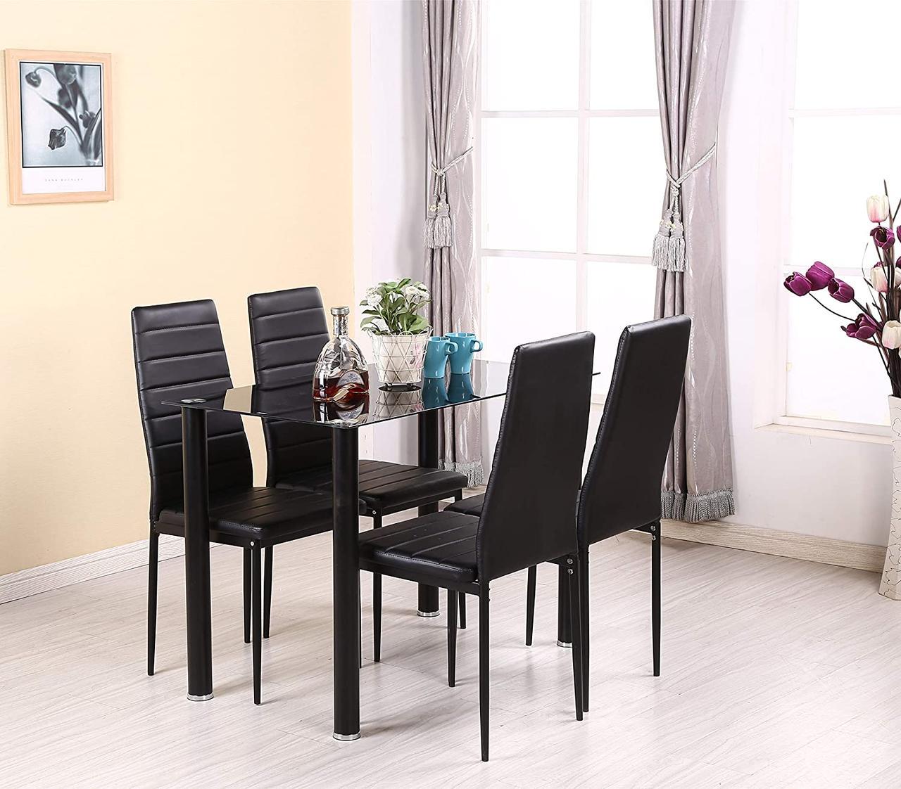 Набор кухонный Home Fest Panana стеклянный обеденный стол и 4 мягких кресла (2730785983) - фото 4 Набор кухонный Home Fest Panana стеклянный обеденный стол и 4 мягких кресла (2730785983) - фото 4