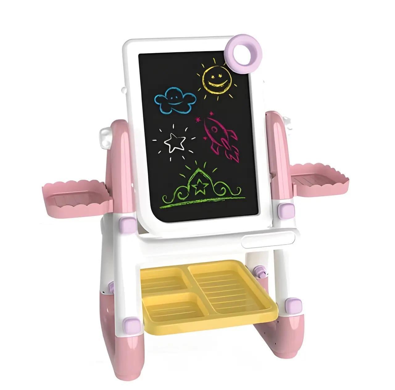 Мольберт детский Drawing Board Glow двусторонний/мел/маркеры/магниты Pink (143269)