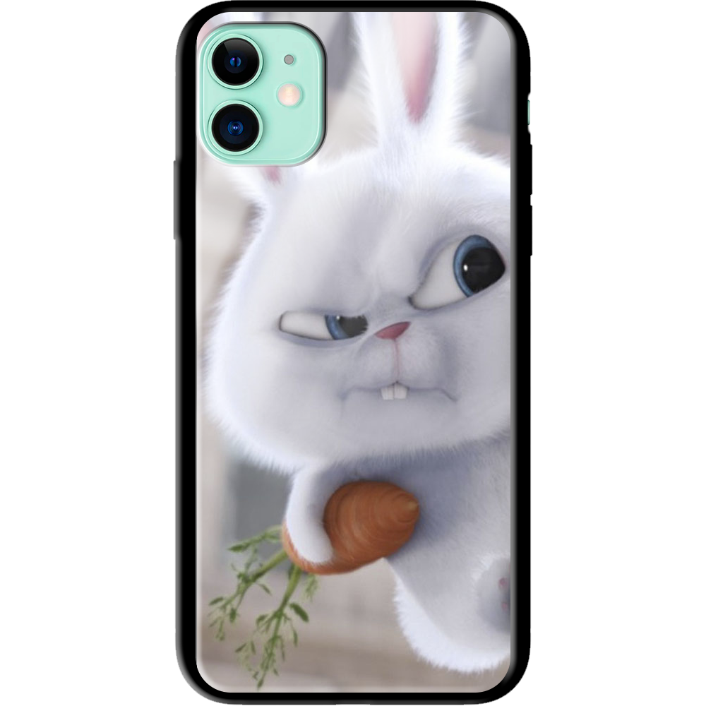 Чехол Boxface iPhone 12 Rabbit Snowball Черный силикон со стеклом (41161-up1116-41127)