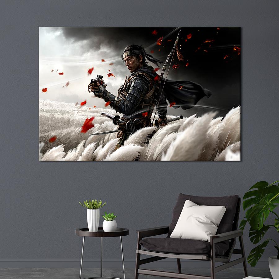 Настенний декор Самурай из игры Ghost of Tsushima 80x54 см (A197-1)