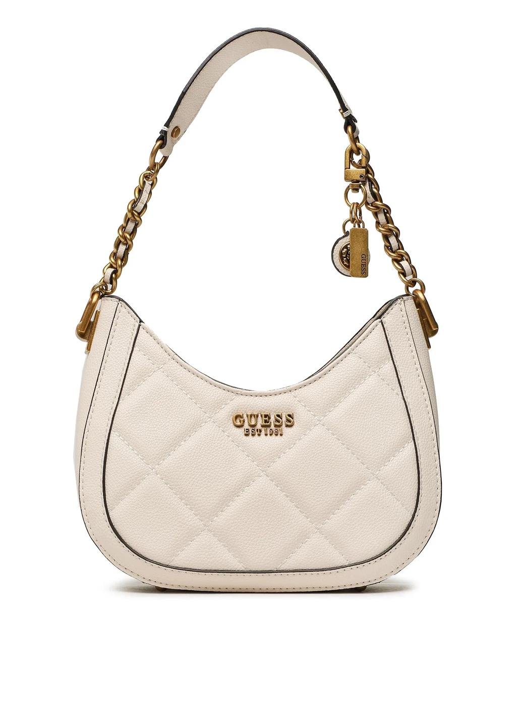 Сумка хобо жіноча з екошкіри Guess ABEY SMALL HOBO HWQB8558010-STO Молочний