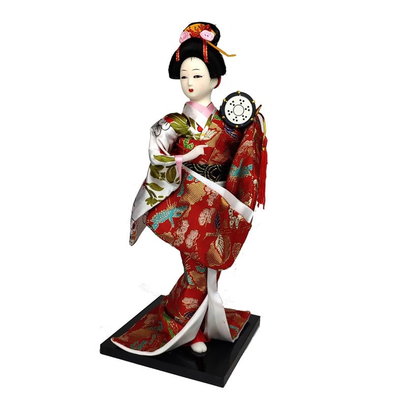 Кукла коллекционная Гейша с барабаном 30 см Красный (C0998)
