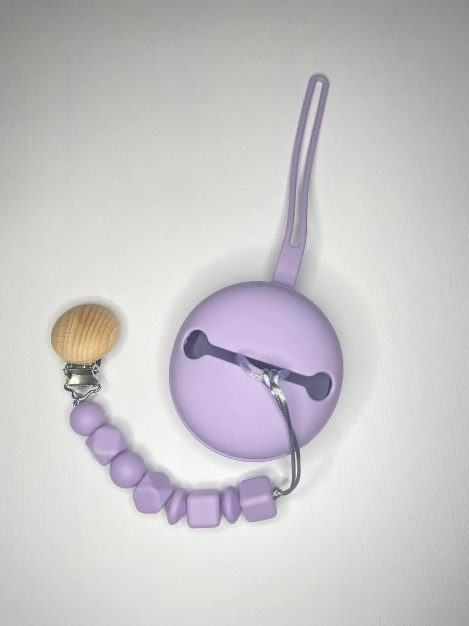 Пустышка силиконовая 3в1 с чехлом и креплением Фиолетовый (6100) - фото 3