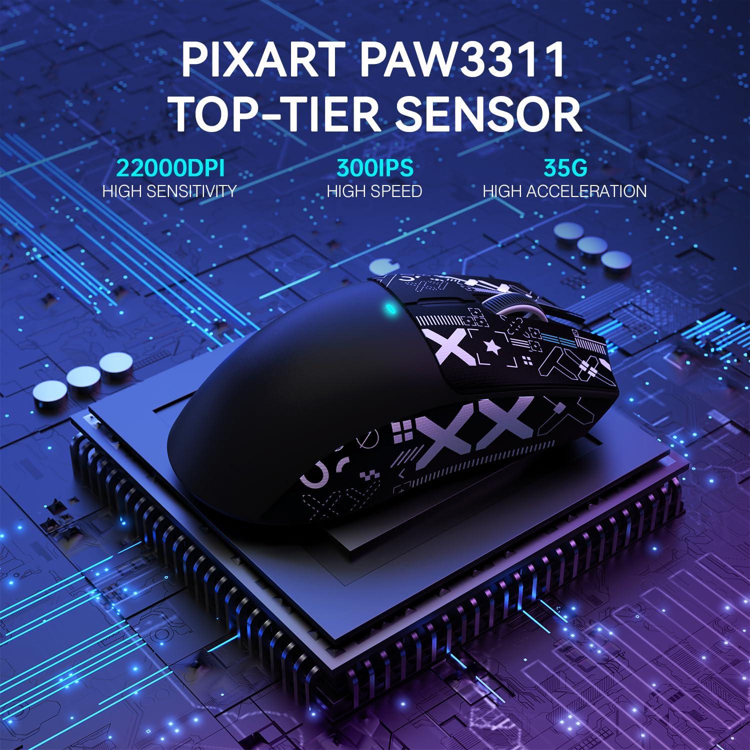 Миша ігрова бездротова attack shark X11 RGB 22K DPI PAW3311 6 кнопок для ПК/Mac Black (2552925126) - фото 9