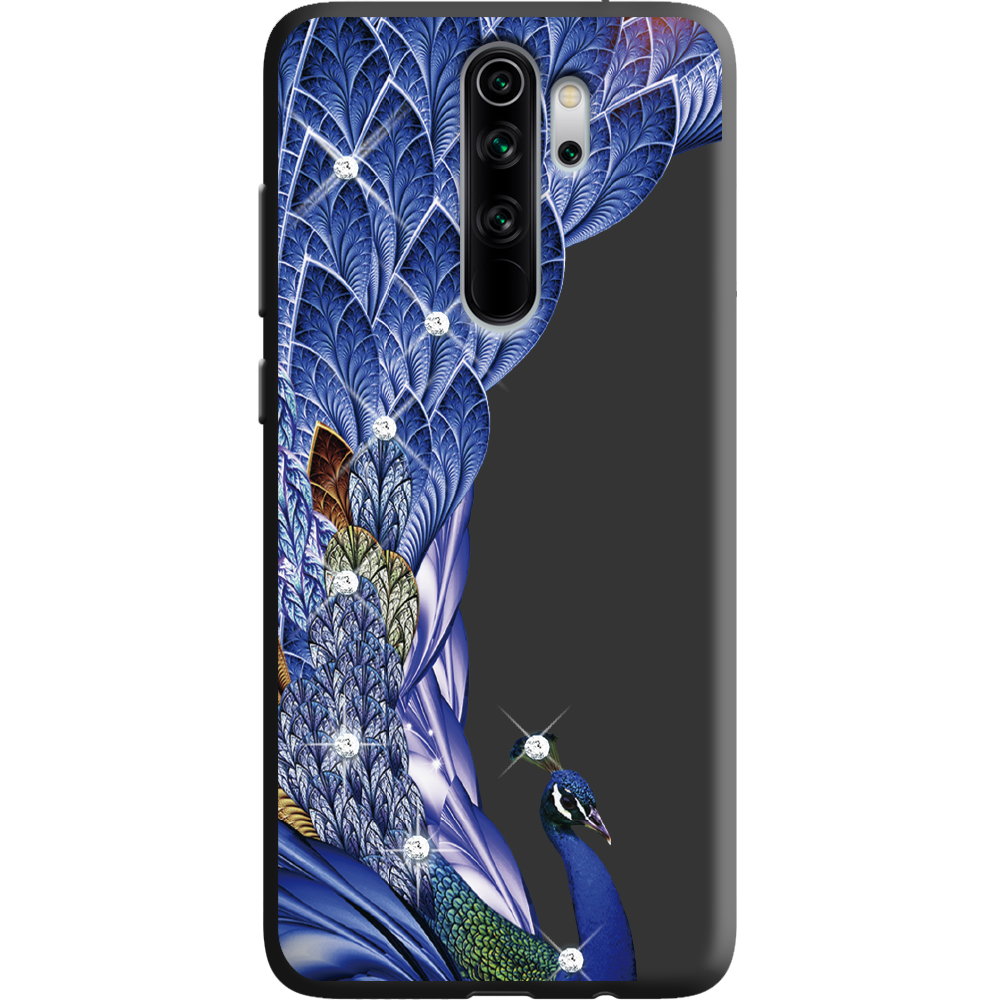 Чехол Boxface Xiaomi Redmi Note 8 Pro Павлин со стразами Черный силикон (38222-rs7-38664)