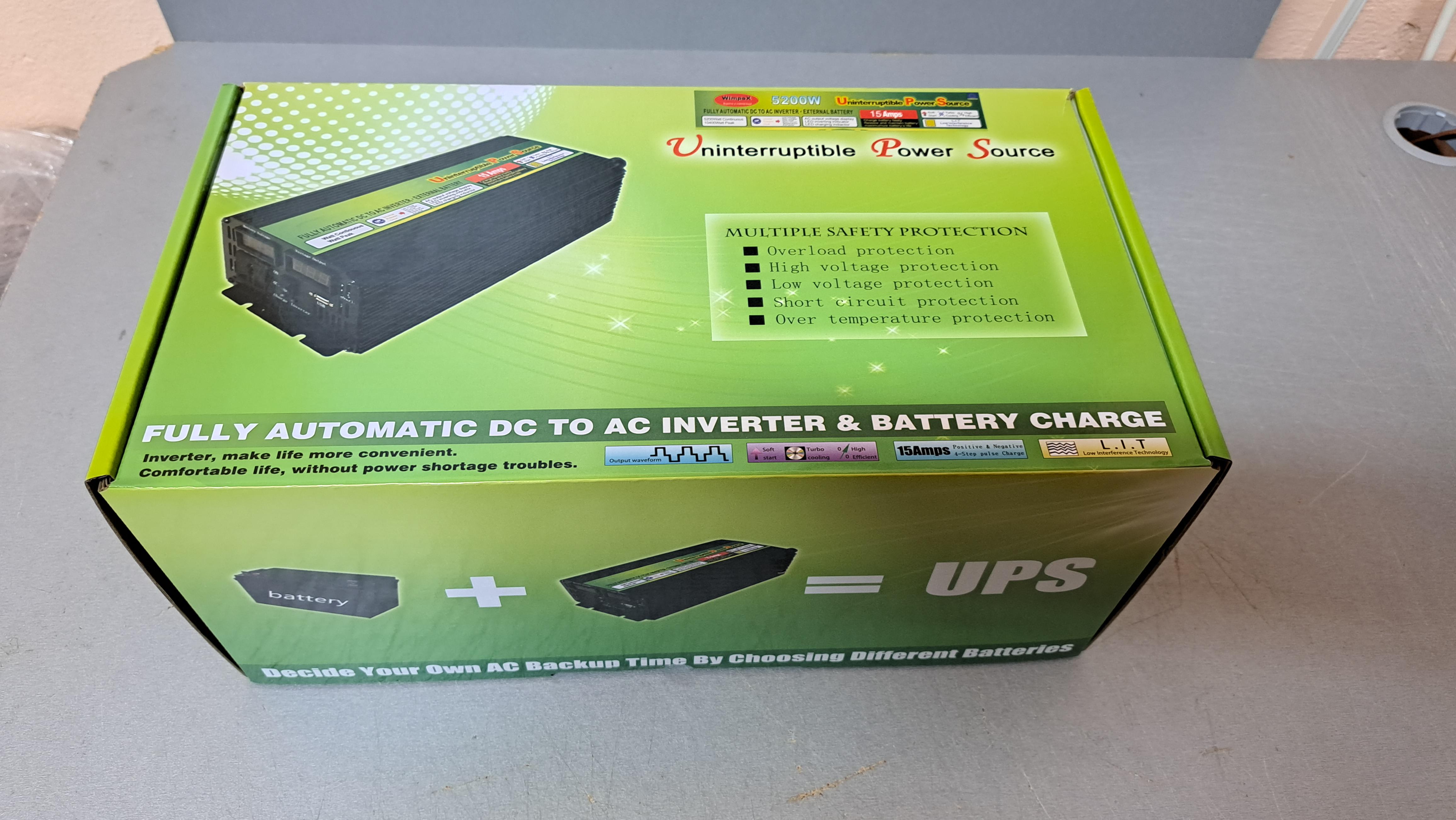 Преобразователь напряжения WIMPEX 12-220V 5200W с автоматической зарядкой 15А - фото 5 Преобразователь напряжения WIMPEX 12-220V 5200W с автоматической зарядкой 15А - фото 5