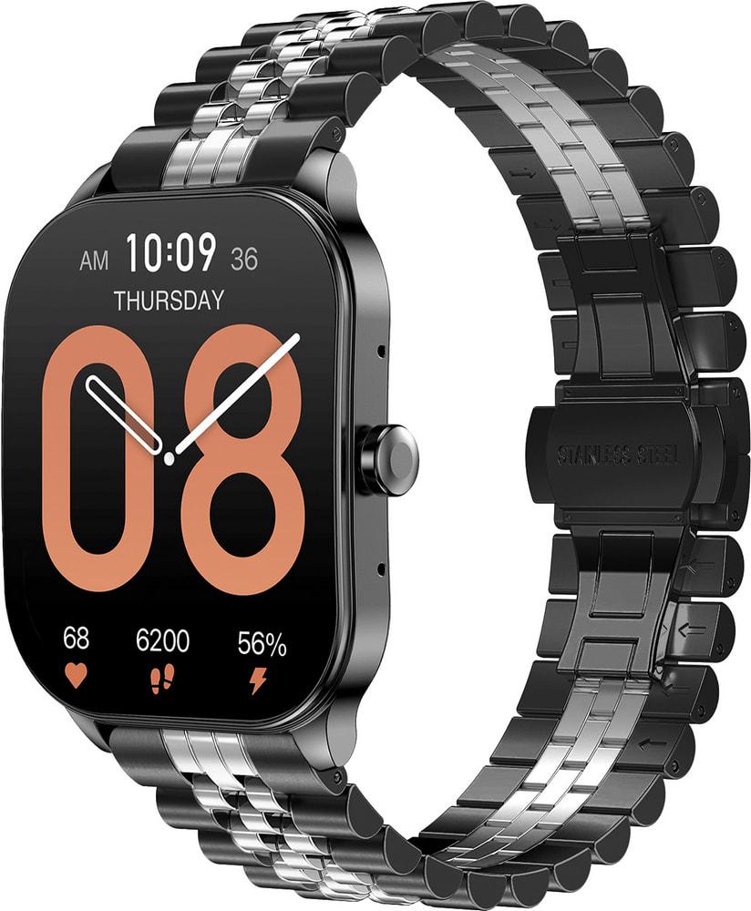 Браслет металлический Stech Line для Amazfit Pop 3S/3R Black Silver (34444-03)