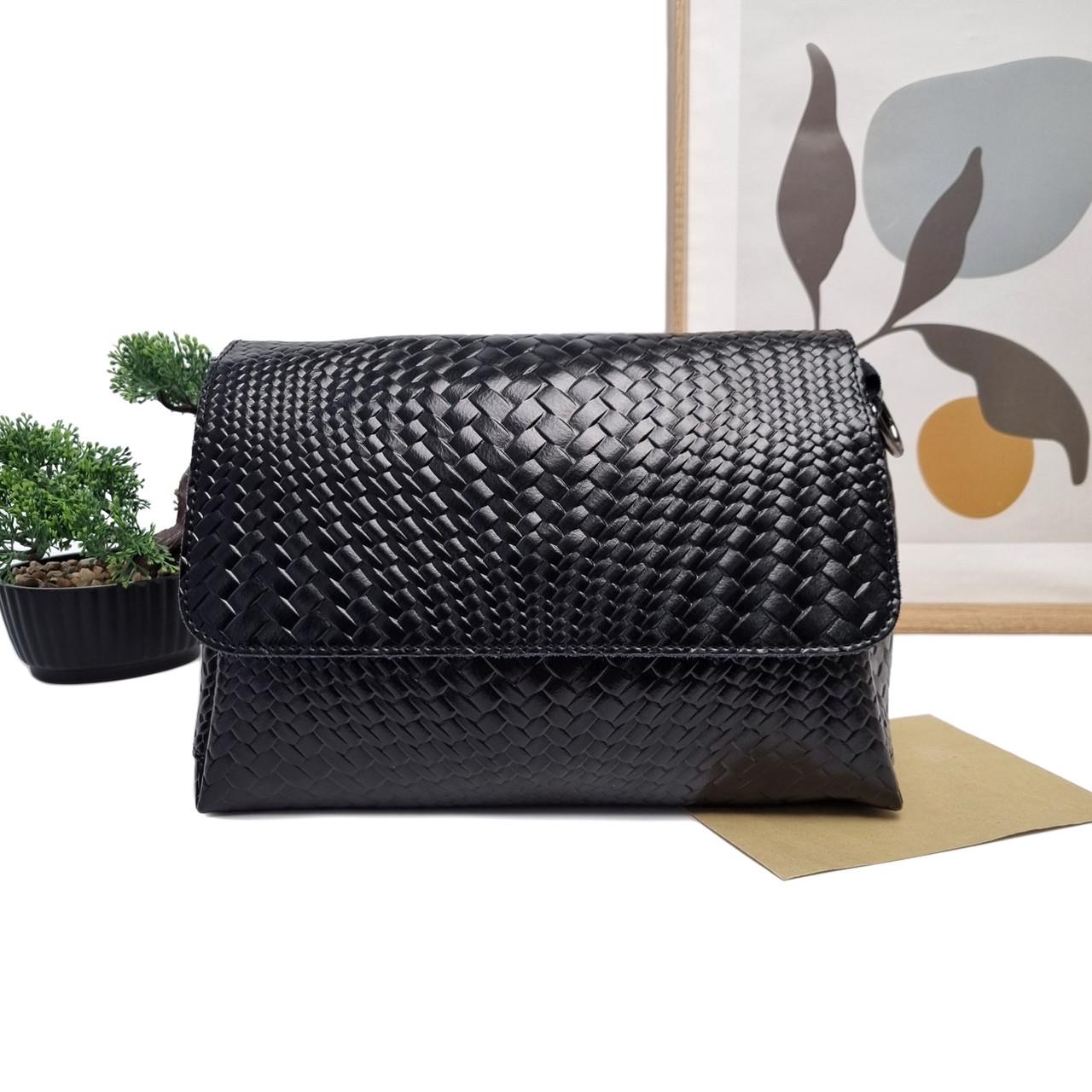 Жіноча сумка Eteral Smile на плече натуральна шкіра Чорний (PX7007 black)