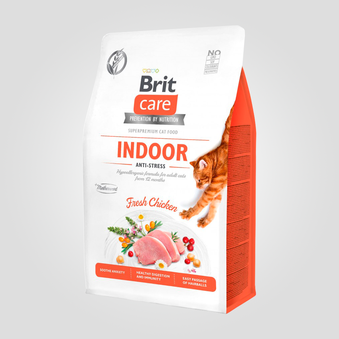 Корм сухий Brit Care Indoor Anti-stress для котів що живуть у приміщенні з куркою 2 кг (20504404)