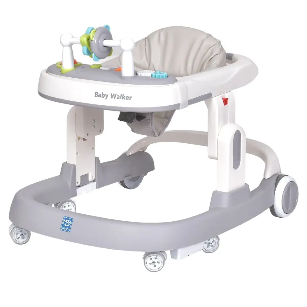 Ходунки дитячі BAMBI Baby Walker M 5032L-11 зі світловими ефектами шкіряне сидіння Сірий (2780138766)
