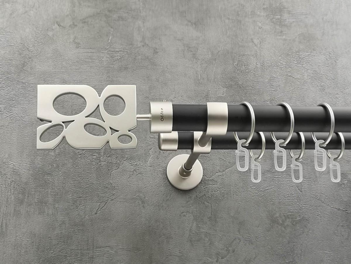 Карниз Quadrum Бисет гладкая штанга двойной модерн 25/19 мм 320 см Сатин/Черный матовый (272280841)