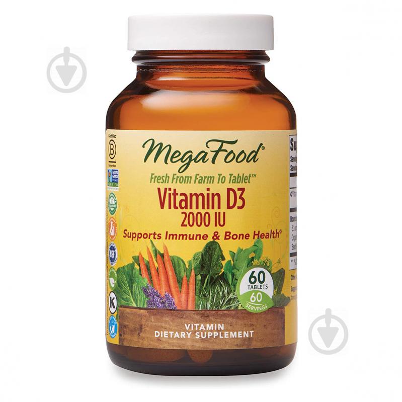 Витамин D3 2000 IU, Vitamin D3, MegaFood, 60 таблеток
