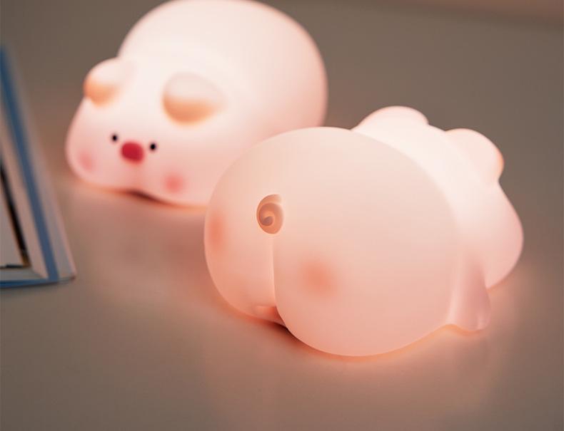 Нічник силіконовий Sleeping Pig Lamp Pink (20938011) - фото 8