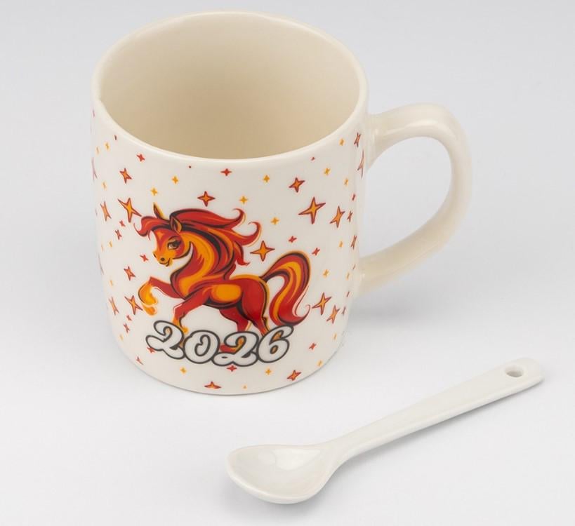 Кружка з ложечкою Символ 2026 року Вогняний Кінь 200 мл (9250-002) - фото 3 Кружка з ложечкою Символ 2026 року Вогняний Кінь 200 мл (9250-002) - фото 3