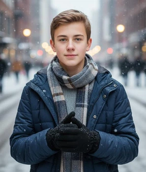 Перчатки подростковые теплые хлопковые с флисовой подкладкой унисекс L (B-006)