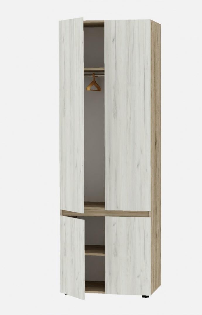 Шкаф Алекса СН-900-1т 90х50х218 см Дуб крафт белый/Дуб крафт серый (67811)