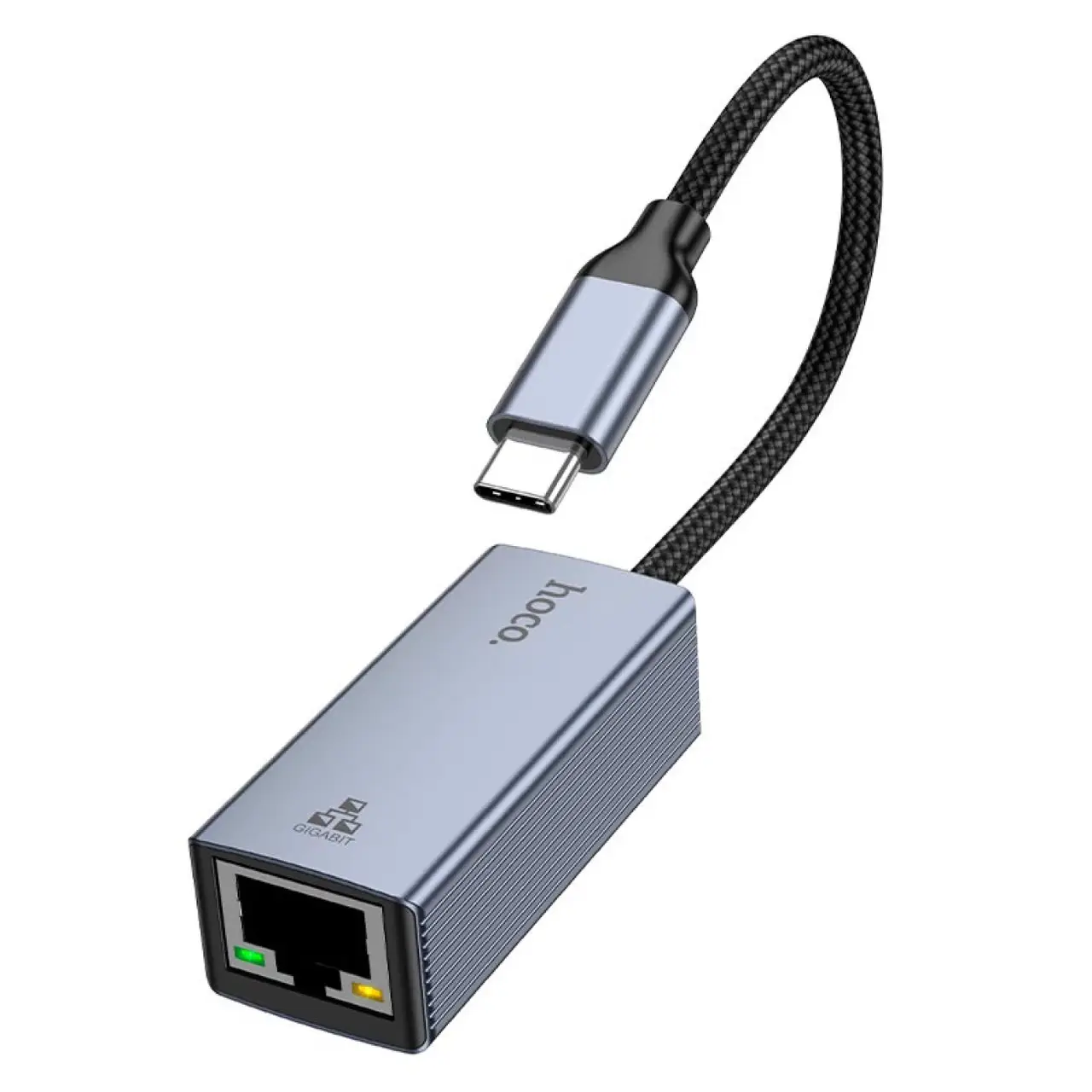 Мережевий адаптер Hoco UA37 Type-C Ethernet Adapter 1000 Mbps Grey - фото 3
