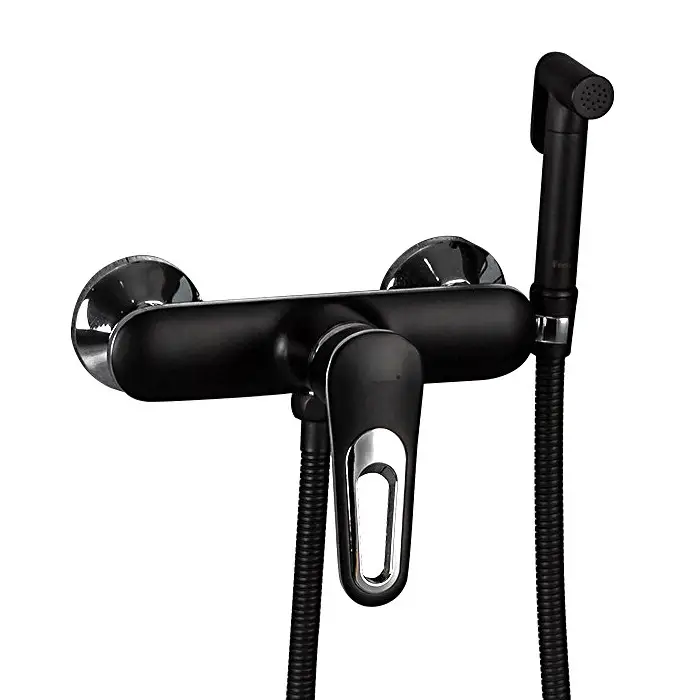 Смеситель для душа Frap F2049-6 с гигиенической лейкой Черный/Хром (1040773)