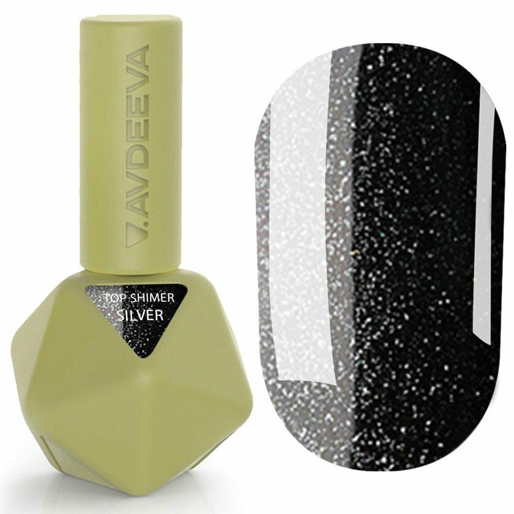 Топ для гель-лака без липкого слоя с шиммером Victoria Avdeeva Top Shimmer Silver 12 мл Серебрянный