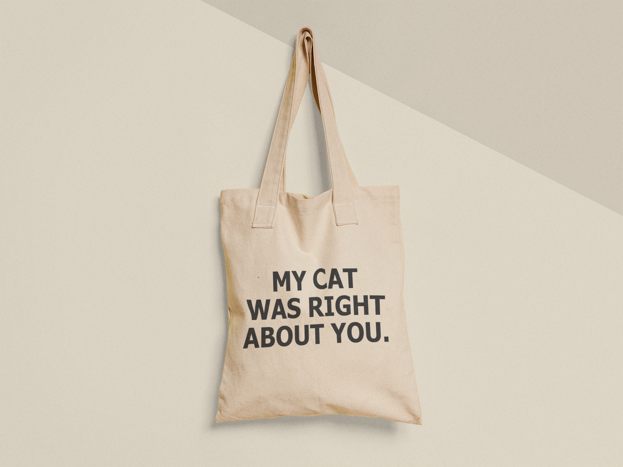 Эко-сумка шоппер с принтом "My cat was right about you" 38х40 см Бежевый (ПН441-Т)