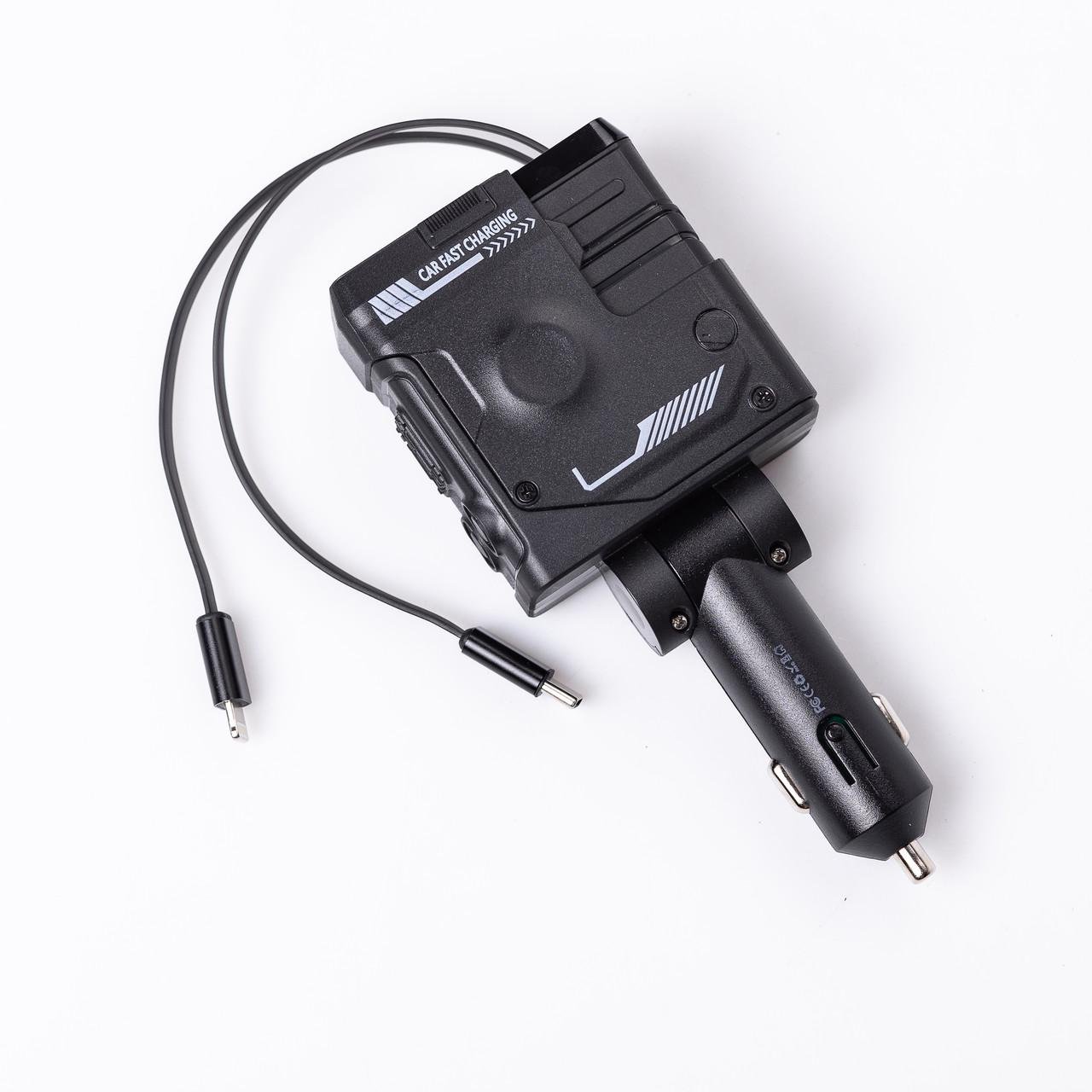 Зарядний пристрій автомобільний Mecha з висувними кабелями та портами USB/Type-C Чорний (6832) Зарядний пристрій автомобільний Mecha з висувними кабелями та портами USB/Type-C Чорний (6832)
