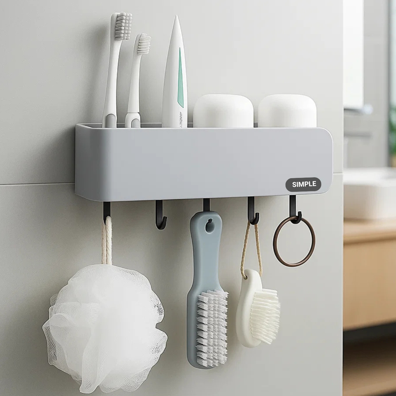 Держатель для хранения зубных щеток SIMPLE Серый (28329097) - фото 10