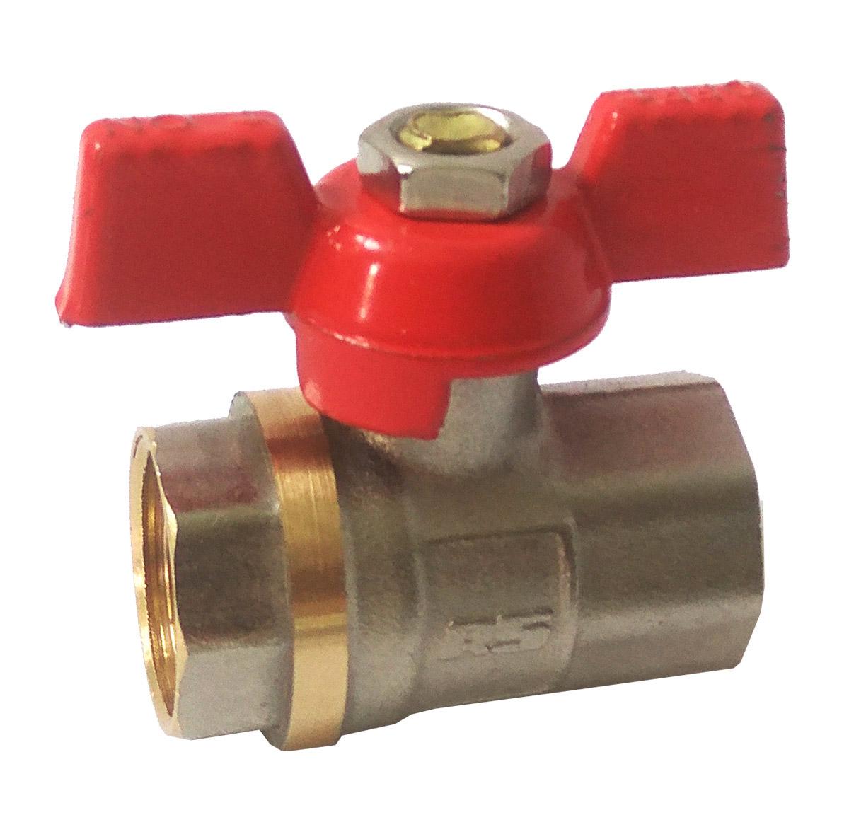 Кран шаровой STA 1/2" ВВ бабочка никель Красный (RS-STA-KN-018)