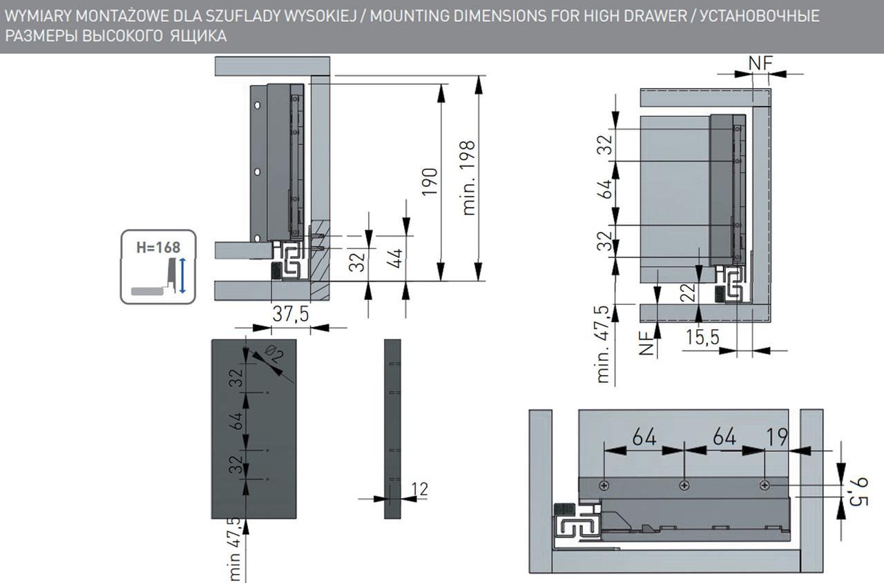 Висувна шухляда Axis Pro високий-C1 L 450 мм H 168 мм Білий (PB-AXISPRO-KPL450C1) - фото 4 Висувна шухляда Axis Pro високий-C1 L 450 мм H 168 мм Білий (PB-AXISPRO-KPL450C1) - фото 4
