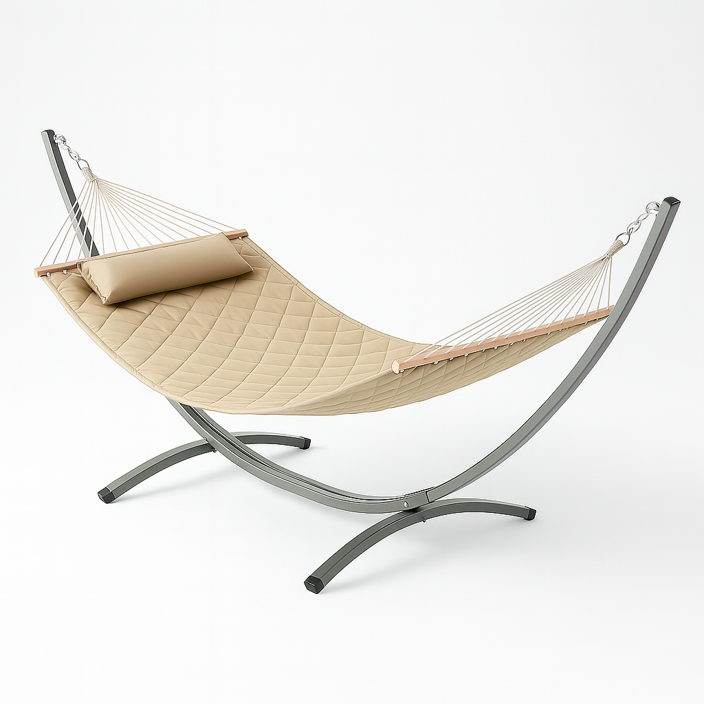 Гамак двухместный со стойкой SOFT 200x140 см XXL Бежевый (2675286803)