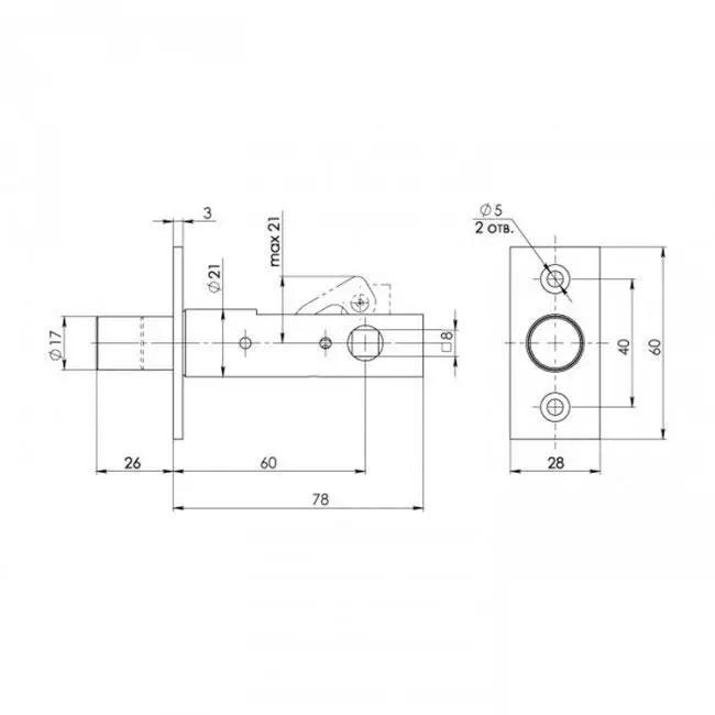 Засувка для вхідних дверей одностороння врізна Аріко квадратна Чорний - фото 4 Засувка для вхідних дверей одностороння врізна Аріко квадратна Чорний - фото 4