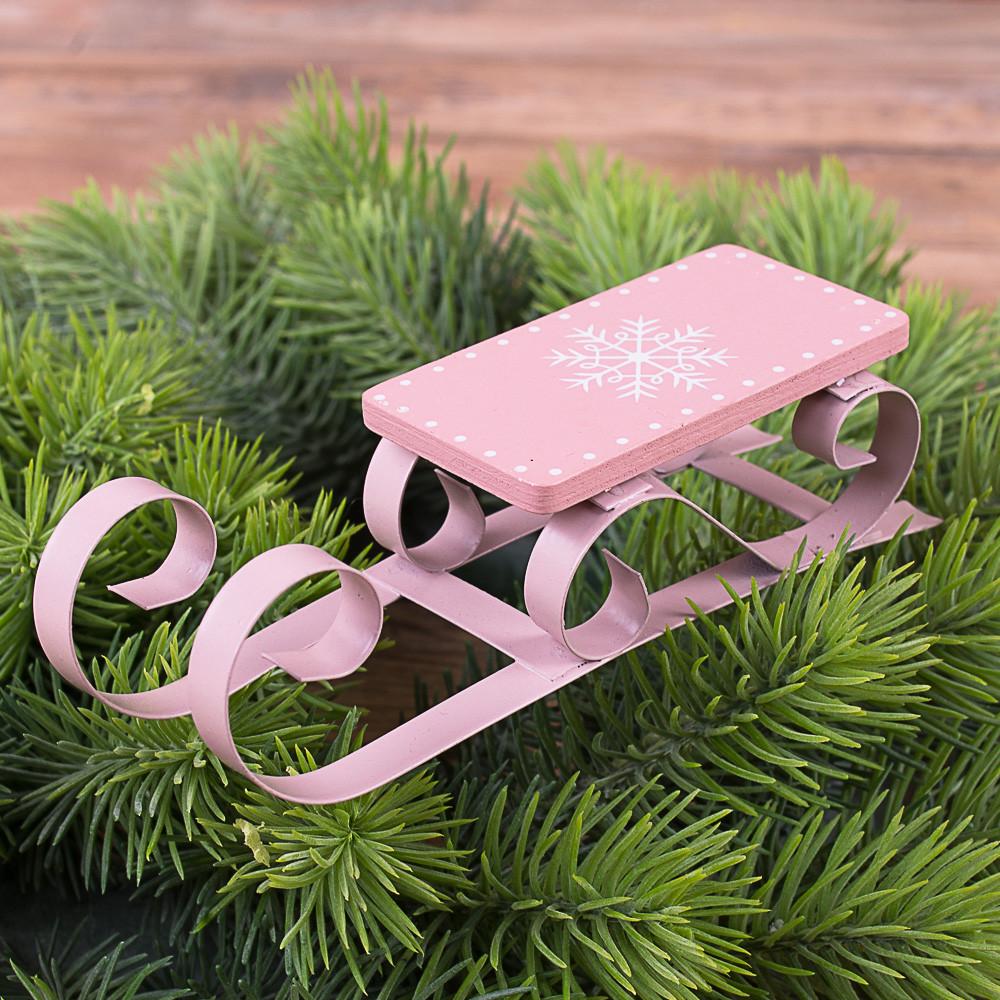 Статуэтка санки с металическими лыжами Розовый (4860-2)