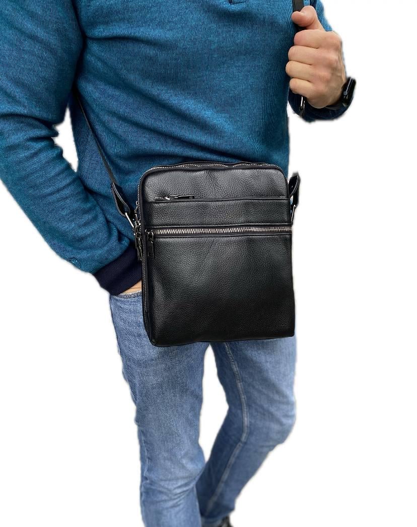 Сумка-месенджер чоловіча з натуральної шкіри Leader leather 26х22х8 см (bg08)