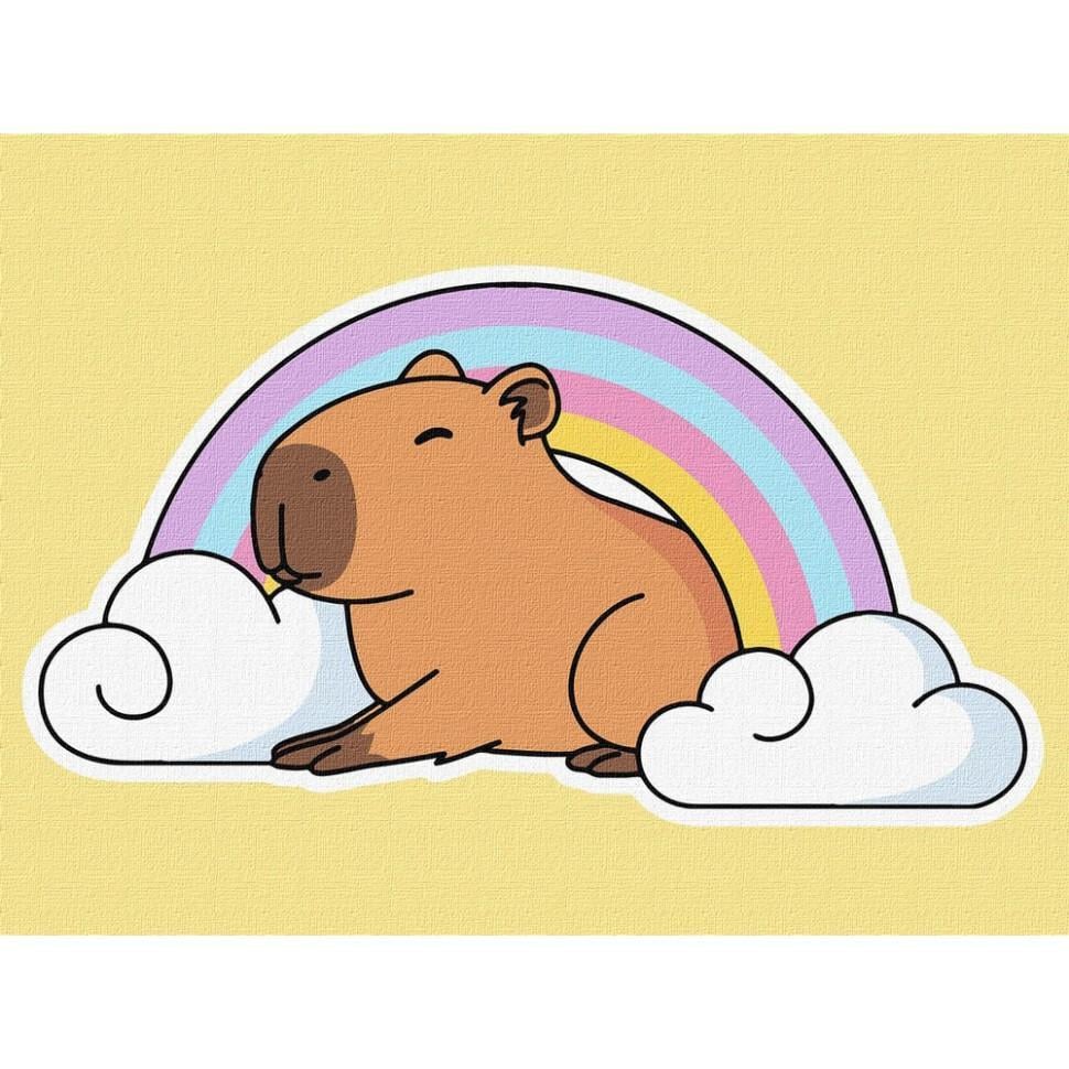 Картина за номерами Ideyka Капібара та веселка 30x40 см (KHO6747)