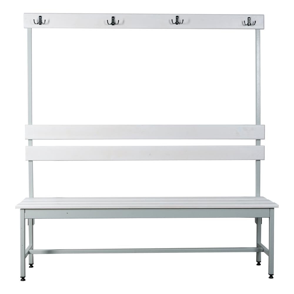 Скамейка гардеробная для раздевалки с вешалкой односторонняя 380x1000x1655 мм (ЛГ-4-1000)