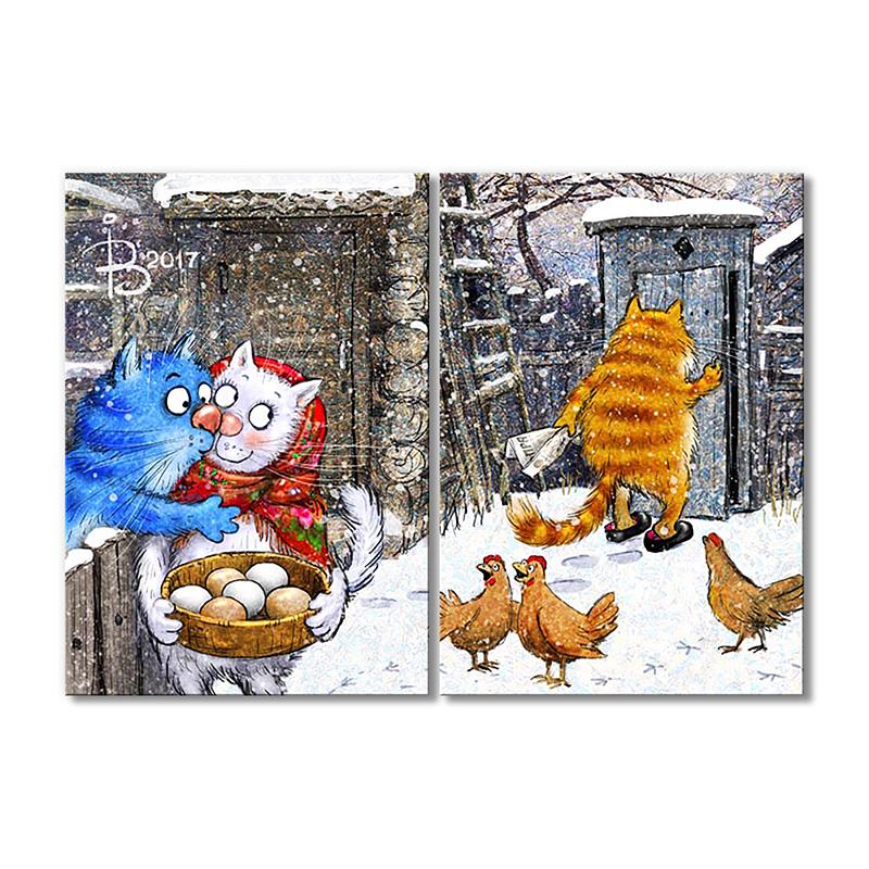 Модульная картина Поцелуй украдкой 2 модуля 40х60 см