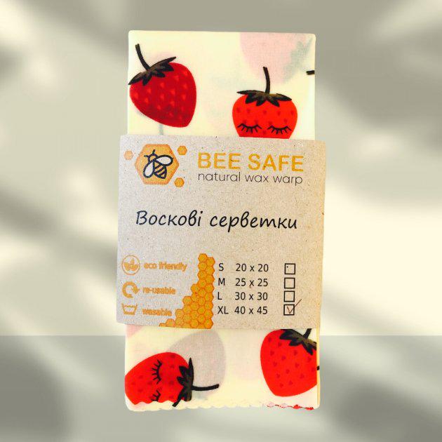 Салфетка восковая для хранения продуктов Beesafe Клубника многоразовая XL (23164025) Салфетка восковая для хранения продуктов Beesafe Клубника многоразовая XL (23164025)