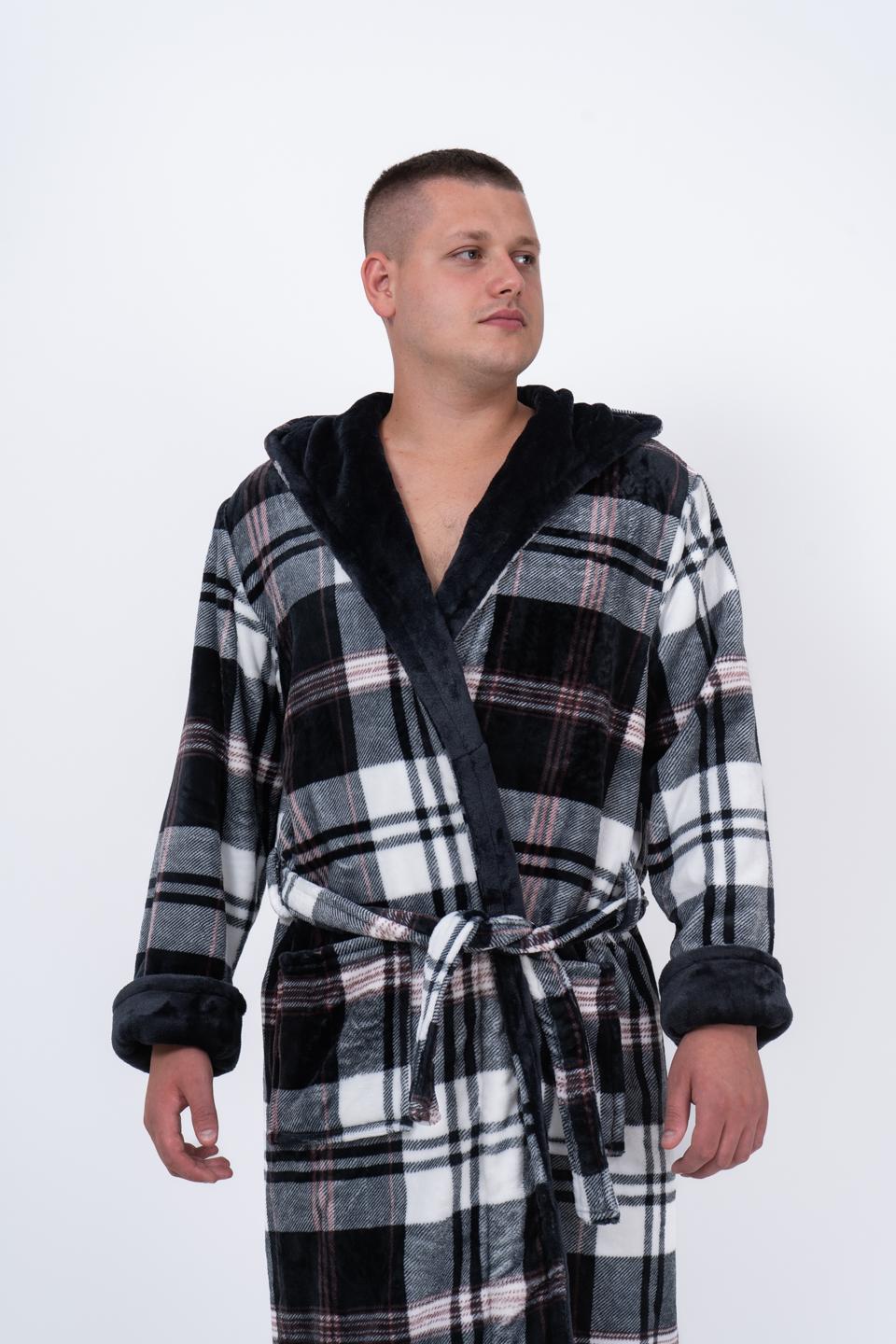 Халат чоловічий UT Store HTM01 L Клітина сіра - фото 3 Халат чоловічий UT Store HTM01 L Клітина сіра - фото 3