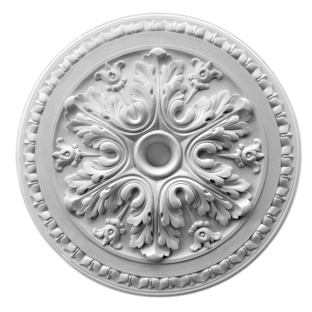 Розетка потолочная ErmitageDecor P-32 классицизм круглая с шестиугольным цветком гипс ⌀ 610 мм