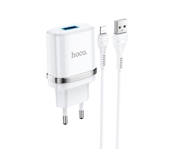 Устройство сетевое зарядное Hoco N1 USB 2,4 A Lightning 1 м Белый