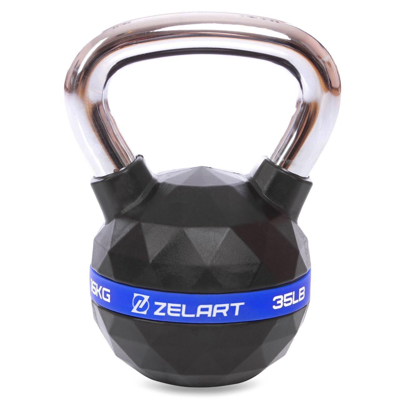 Гиря тренувальна цільна Zelart FI-1973-16 з поліуретановим покриттям і хромованою ручкою 16 кг (2532859705) - фото 1 Гиря тренувальна цільна Zelart FI-1973-16 з поліуретановим покриттям і хромованою ручкою 16 кг (2532859705) - фото 1