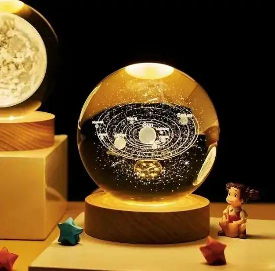 Ночник хрустальный шар солнечная система USB 5В декоративный с подставкой 3000К 80х60х60 мм Ночник хрустальный шар солнечная система USB 5В декоративный с подставкой 3000К 80х60х60 мм