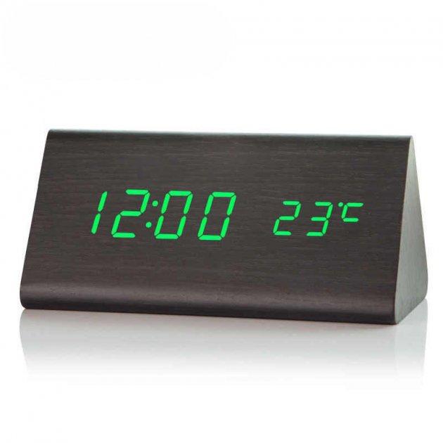 Часы настольные VST-861 с зеленой подсветкой Черный (iz13227)