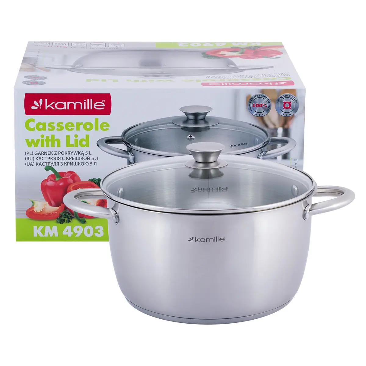 Кастрюля с крышкой Kamille из нержавеющей стали 5 л (KM-4903)
