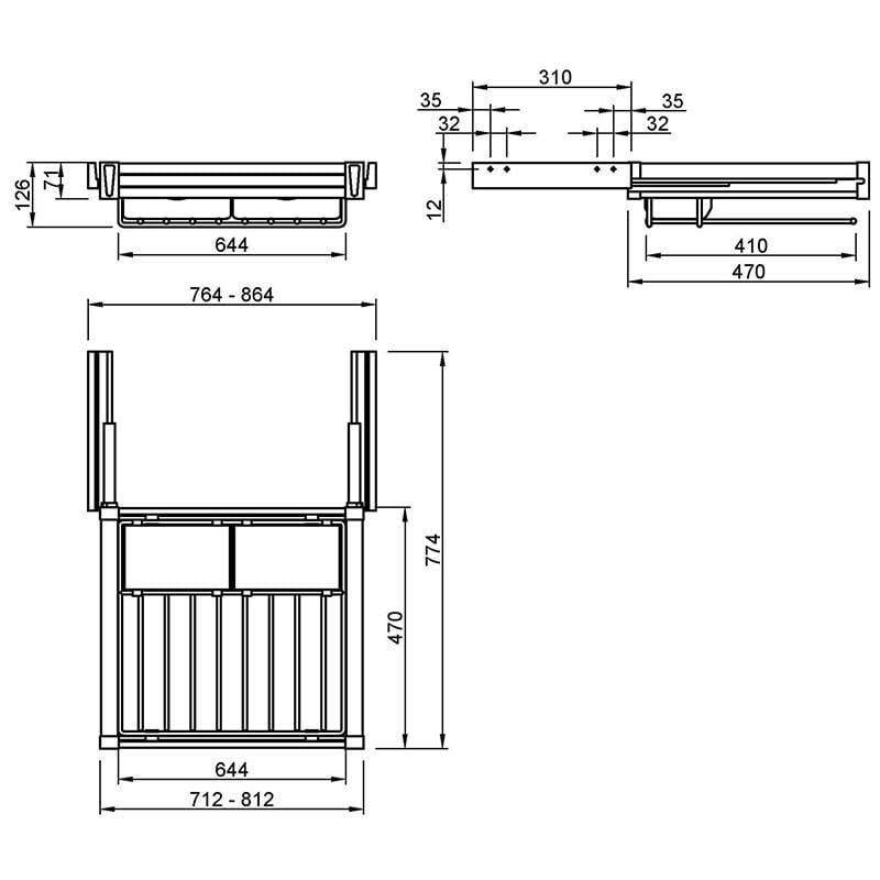 Центральна брючниця Muller з 3 лотками 764-864 мм (31807) - фото 7 Центральна брючниця Muller з 3 лотками 764-864 мм (31807) - фото 7